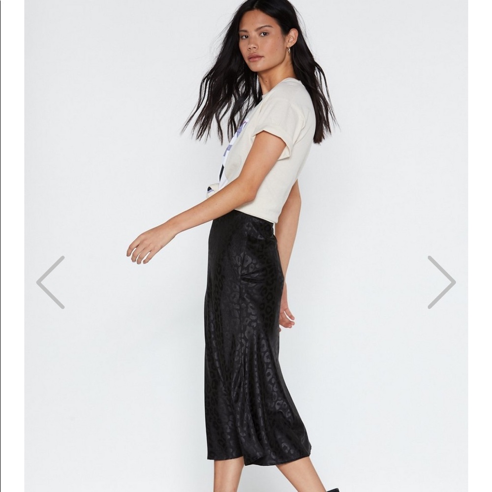 Black Leopard Bias Cut Skirt